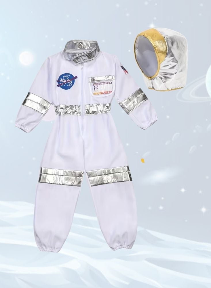 بريميم طقم زي رائد فضاء للأطفال - بذلة بيضاء على طراز ناسا مع خوذة وقفازات للأولاد، زي تنكري بطابع الفضاء - Image 3